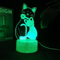 Lámpara De Noche LED 3D Ilusión De Queso Gato 16 Colores Auto Gradiente Con Interruptor Táctil Y USB Regalo Para Niños - details 6