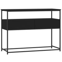 vidaXL Mesa consola madera de ingeniería 100x40x75 cm Negro, Roble ahumado, Gris sonoma Mesa de sofá Mesa de Entrada para Salón Consola de Entrada Mueble Recibidor Mesita Mesa auxiliar Salon - details 1