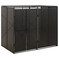 vidaXL Cobertizo para 2 contenedores basura ratán PE 140x80x117cm Color Gris,  Negro, y mas - details 1