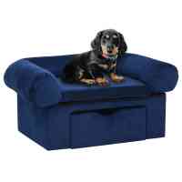 vidaXL Sofá para perros con cajón felpa 75x50x38 cm en color Marrón/Azul/Burdeos y más - details 1