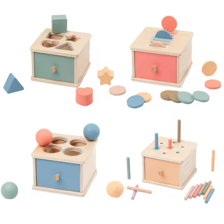 Juguete Montessori Para Bebé Caja De Monedas De Madera Cognición De Colores Y Formas Juego Educativo De Alineación De Objetos Permanentes Para Desarrollo De Motricidad Finas - 1