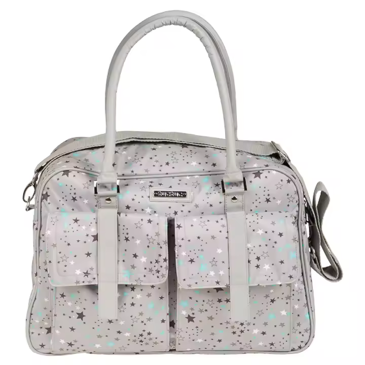 Bolso Maternal + Cambiador Gris Estrellitas Agua Marina - 1
