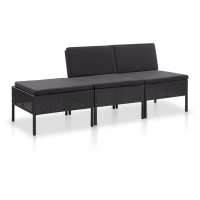 vidaXL Set de muebles de jardín 3 pzas y cojines ratán sintético en color Negro y blanco/Gris/Negro y más | acolchados duraderos para sofás de jardín terraza exterior - details 2