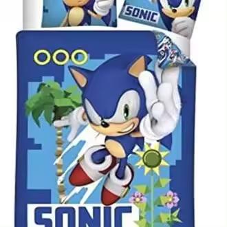 New Import Funda Nordica Microfibra Sonic 140x200cm - Funda Cojín 63x63cm - Producto Oficial Especial Regalos Para Todos - Juegos de Ropa de Cama - 1