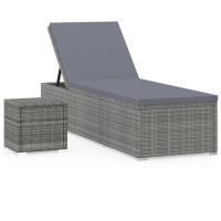 vidaXL Tumbona de jardín con cojín y mesita ratán sintético Blanco crema, Marrón, Gris Sillas de Exterior Ideal para jardín, playa, piscina, terraza Tumbona Piscina Tumbonas Playa Tumbonas Jardín Exterior - details 4