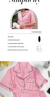 Conjunto De Pijamas De Verano Para Mujer En Rosa Con Rayas Corto Y Cuello En V Pié Y Pecho De Alta Calidad Ropa De Dormir De Dos Piezas - details 2