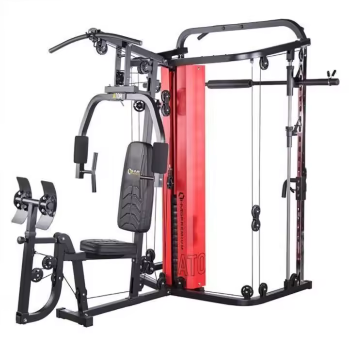 MULTIGIMNASIO Y MAQUINA SMITH 2 EN 1 ATOM HMS PRO CON 63KG DE PESO - 1