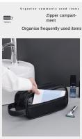 Bolsa De Viaje Para Hombres En Cuero Grande Con Múltiples Bolsillos Y Diseño Portátil Bolsa De Cosméticos De Negocios Con Cierre De Cremallera - details 7