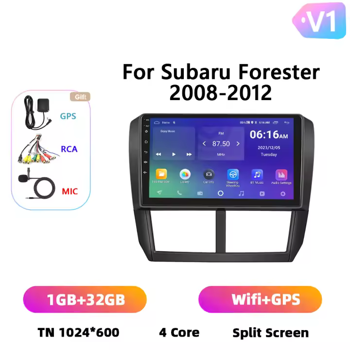 Podofo Radio de coche Android 2 Din para Subaru Forester 2008 2009 2010 2011 2012 Carplay 8+128GB AI Voice WIFI+4G DSP GPS Navegación Multimedia Reproductor de Video - 1