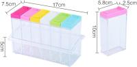 Juego de 6 tarros de especias de plástico transparente, receptaculo para almacenamiento condimentos para - details 0