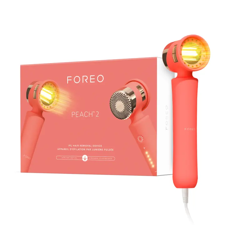 FOREO PEACH 2 Depiladora IPL para una piel suave - Depilación permanente para cuerpo y rostro - Ultrarrápida - Enfriamiento - Personalizable - Protector de silicona - 1