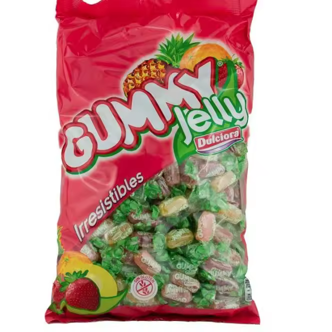 Gummy Jelly Dulciora 2 kg Caramelos de Goma Varios Sabores (Fresa, Naranja, Limón y Piña) Sin Gluten - 1
