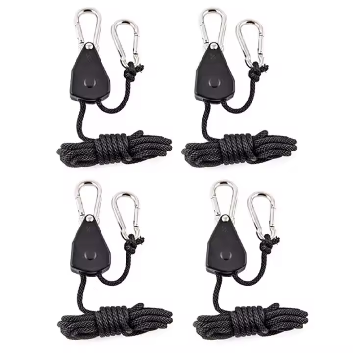 4pcs Correa Ajustable De 8 Pulgadas Para Colgar Lámpara De Planta En Vaso De Cultivo Pulley Cuerda De Levantamiento Con Gancho - 1