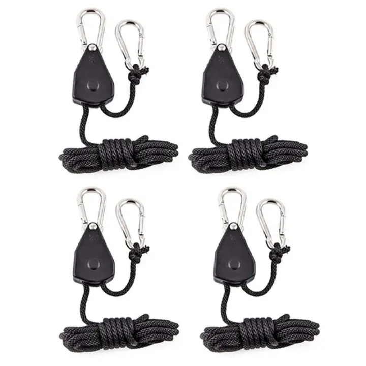 4pcs Correa Ajustable De 8 Pulgadas Para Colgar Lámpara De Planta En Vaso De Cultivo Pulley Cuerda De Levantamiento Con Gancho - 1