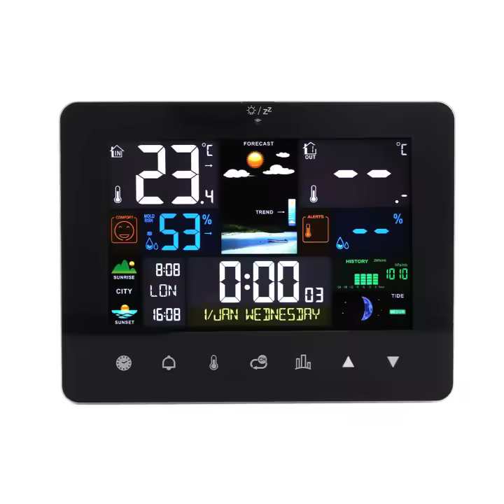 Termómetro al Aire Libre interior inalámbrico de La Estación Meteorológica de Digitaces de la pantalla táctil colorida - 1
