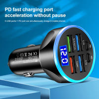 Cargador De Coche LED 6 Puertos 66W USB Carga Rápida PD QC3.0 Con Pantalla Adaptador Tipo C Para iPhone Samsung Xiaomi - details 3