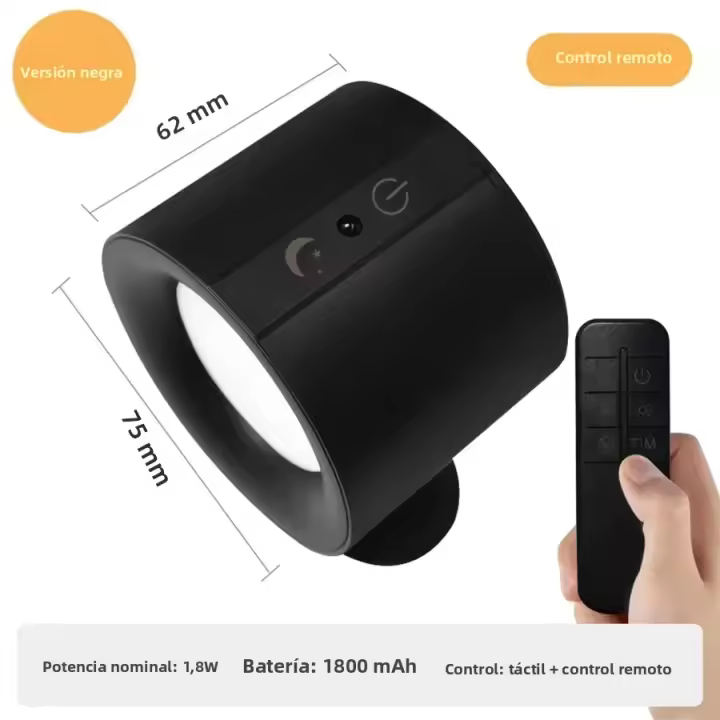 Lámpara De Pared LED Magnética Recargable Con Control Táctil Doble Cabeza Rotativa 360° Luz Sin Cable Para Dormitorio - 1