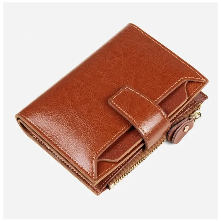 Cartera Mujer pequeña, Cartera Monedero Mujer Piel auténtica con 14 Ranuras para Tarjetas Bloqueo RFID Billetera Cuero auténtico Muy Suave Billetera Corta de Las Señoras Titular - 1