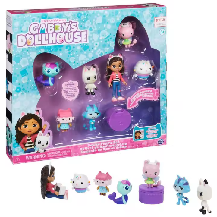 UNIVERSAL STUDIOS - LA CASA DE MUÑECAS DE GABBY - SET DE FIGURAS DELUXE- Set de 7 Figuras Coleccionables de La Casa de Muñecas de Gabby - 6060440 - Juguetes Niños 3 años + - 1