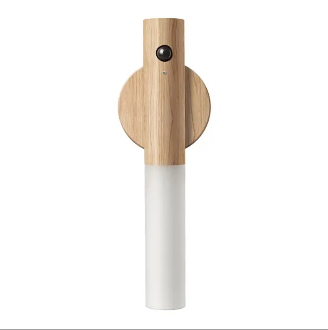 Lámpara de pared LED de Madera, Luz Nocturna inteligente con sensor de cuerpo humano, función de carga en el hogar, Luz automática con sensor de Pasillo (Luz Blanca Cálida) - 1