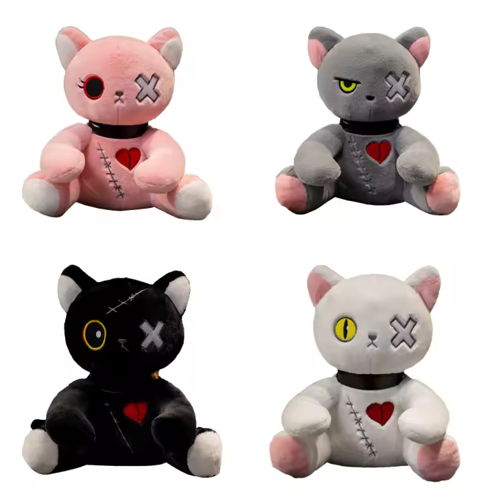 Gato De Peluche De 25cm Serie Oscuro Gótica Lolita Juguete Para Decoración De Habitación Regalo De Cumpleaños Para Niños Material De Peluche Corto Relleno De Algodón PP - 1