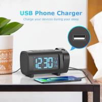 Reloj De Alarma Digital Con Función De Radio Y Modo Snooze Carga USB Reloj De Mesa Para Dormitorio Estilo Moderno Geométrico Proyección 180° - details 4