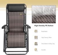 Silla reclinable plegable, silla ajustable para patio o salón, muebles de ratán al aire libre con almohada para piscina, patio, playa - details 5