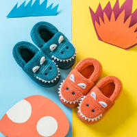 Pantuflas Verdes De Peluche Para Niños Con Patrón De Dinosaurio Lindo Antideslizantes Para Uso Interior Tallas Para Edad 3-6 Años - details 2