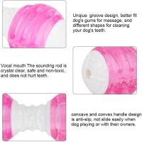 Perro Molar Juguete, Durable Juguete Mida Resistente Pet Molar Limpieza Dientes Juguetes Barbell Forma Mascotas Suministros para Varios Tipos de Perros (Rosa) - details 2