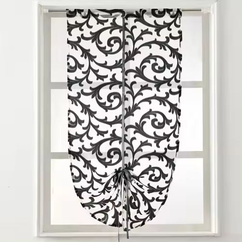 L Cortina De Cocina LEEJOOM Cortina De Ventana Moderna Tratamiento De Tela Tule Transparente Panel Jaccard Blanco Negro - 1