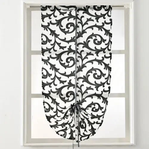 L Cortina De Cocina LEEJOOM Cortina De Ventana Moderna Tratamiento De Tela Tule Transparente Panel Jaccard Blanco Negro - 1