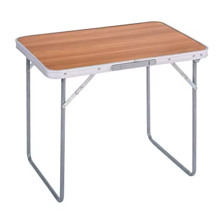 COSHANO Mesa Plegable de Aluminio para Camping Tablero MDF 80x60x70cm Outdoor Picnic Acampada Vacaciones Playa (Marron) - 1