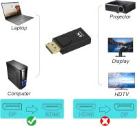 FGNS Adaptador de Displayport DP a HDMI, DP Convertidor Macho a Hdmi Hembra, con Chapado en Oro, Resolución 4k Ultra Full HD de 1080p, para PC, TV, Monitor y Proyector-Negro - details 0
