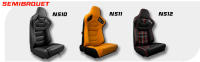 MODAUTO Semibaquet S.E-S.C Cuero Negro y beige /Costura Blanca-negra/Detalles de Fibra Carbono y tela,Semibaquet Deportivo,Adaptable para Coches,Ríeles Incluidos. - details 0
