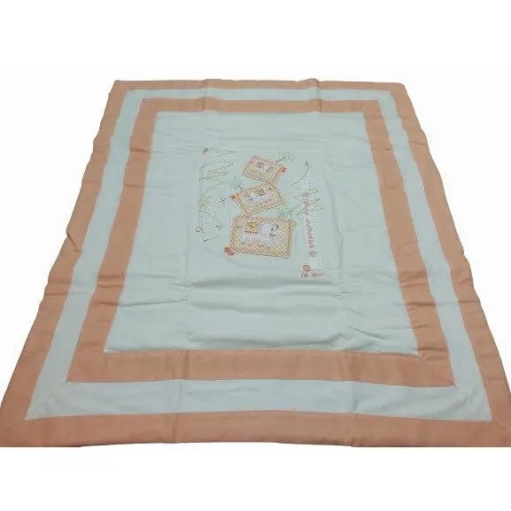 Colcha Bebe 100% Algodón Algodón Bebe para Minicuna, Carro y Silla paseo modelo Salmón Elefante - 1