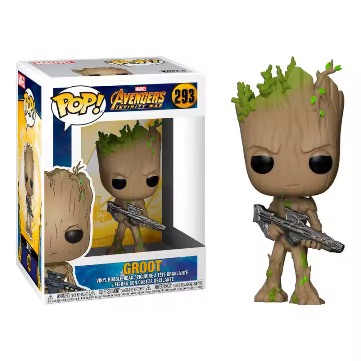 Figura Pop Marvel Avengers Infinity War Teen Groot With Gun-Figura de Vinilo Coleccionable - Idea de Regalo- Mercancia Oficial - Juguetes para Niños y Adultos - Movies Fans - Muñeco para Coleccionistas y Exposición - 1