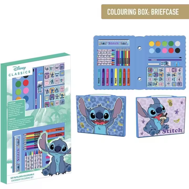 Set Papelería, Disney, Stitch, Coloreable, en caja - 1