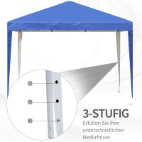 Gazebo aprox. Carpa de Jardín with Bolsa, camping Jardín gazebo, Azul 3x3m Imperable estable a prueba de frío pop up gazebo plegable Protección UV Tienda plegable - details 4