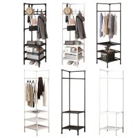 LUTODY - Perchero de pie, Zapatero, Compacto de varios niveles, Organizador esquinero de prendas y zapatos, Vertical, Tubo metal, Vestidor portátil para recibidor, Entrada, Sala de estar, Salón, Ligero y resistente - details 0