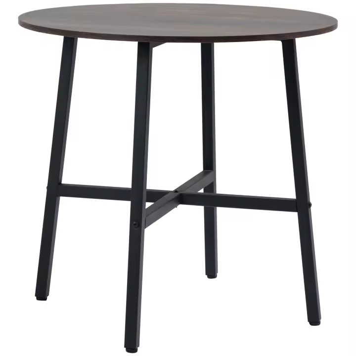 HOMCOM Mesa de Comedor Redonda para 4 Personas Mesa de Cocina Moderna con Patas de Acero para Salón Oficina Ø80x76 cm - 1