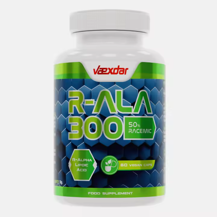 Vaexdar - R ALA 300 - Ácido Alfa Lipoico Racémico - Antioxidante Universal - Alta Concentración - Forma Natural de Ácido Tióctico - 60 Cápsulas Vegetales - 1
