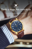 Reloj De Cuarzo Clásico Para Hombre OLEVS Con Correa De Cuero Marrón Y Fechador Resistente Al Agua Dial Digital Estilo De Negocios - details 19