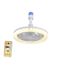 Ventilador de techo Pequeño con Luz, Modern VENTILADOR DE Techo de cristal de 10 Luces, 3 temperaturas de color y velmodades de Viento ajustables, ventilador de techo LED E27 para baño, dormitorio, garaje y habitación infantil, Blanco. - details 0