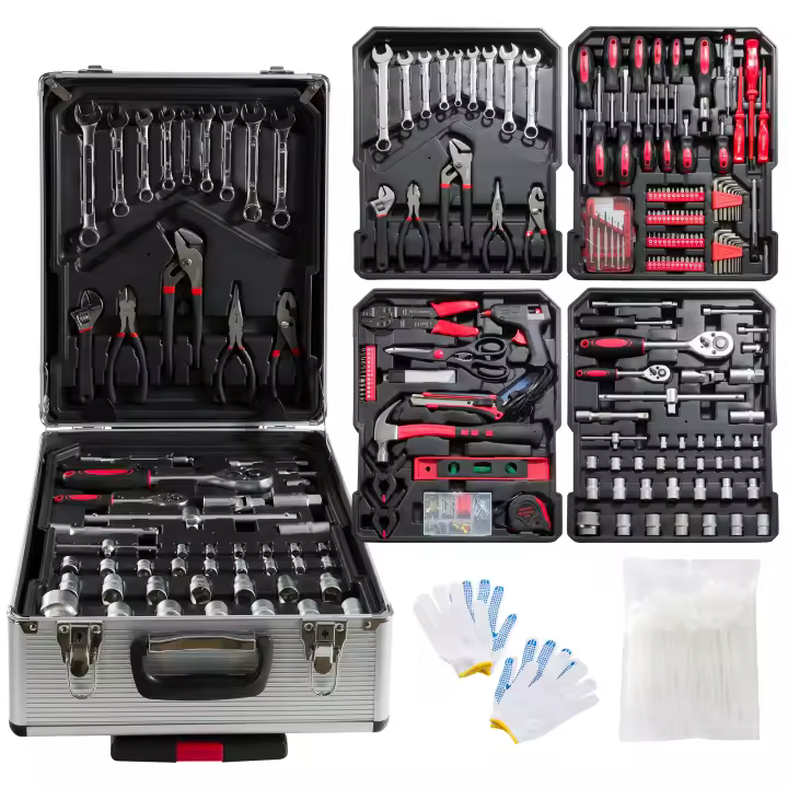 AREBOS Maletin Set de herramientas | 1200 piezas | Maleta de ruedas o maleta de transporte - 1