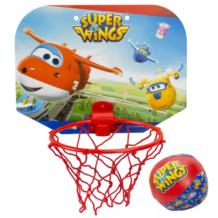 Mini basket infantil para niños y niñas, con diseños exclusivos de Super Wings, en color rojo (624) Mini canasta de baloncesto. Incluye una pelota. Ligero y fácil de montar. Calidad al mejor precio. De acuerdo a la normativa CE. +3 años - 1