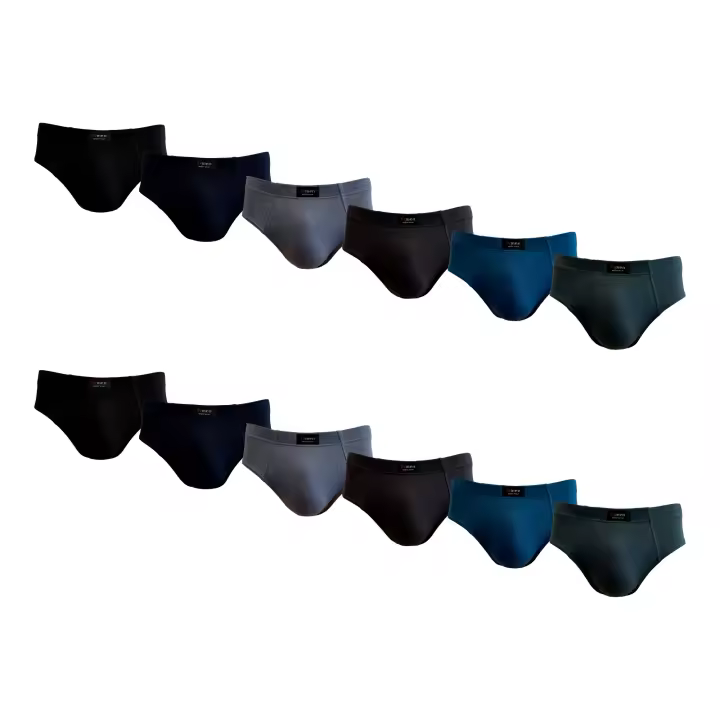 PACK 12 CALZONCILLOS SLIPS HOMBRE  Calidad y Suavidad excepcionales  Bóxers cómodos y suaves  2 unidades por color - 1