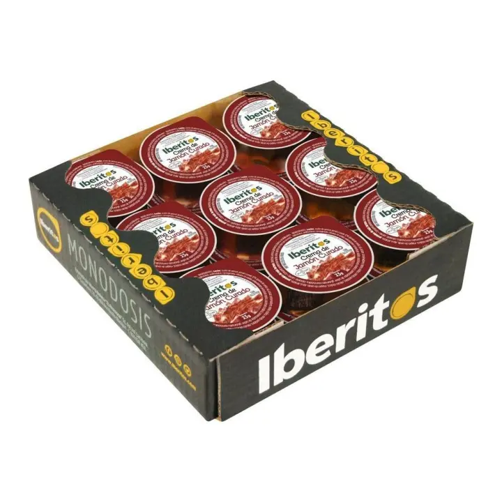 IBERITOS Crema de Jamón curado en monodosis de 23grs - Pack 18 uds - 1