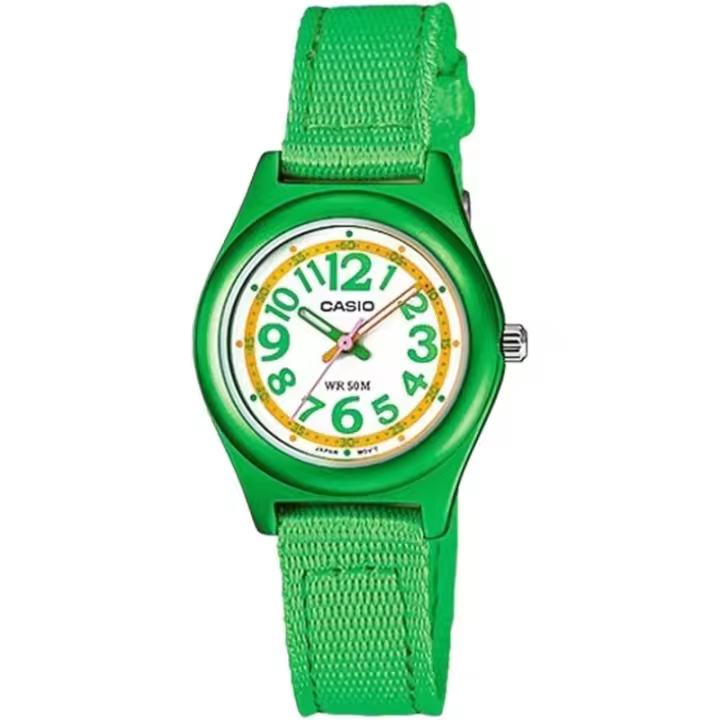 Reloj Casio juvenil LTR-19B-3B correa naylon color verde esfera blanca LTR19B3B - 1