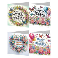 Tarjetas De Cumpleaños Hechas a Mano Con Diamantes 5D Rhinestone Arte De Artesanía Para Festival Y Navidad Pack De 12-4 Pcs - details 13