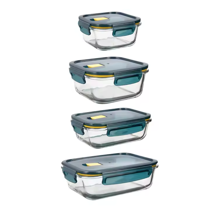 Set 4 Hermeticos Vidrio Astral Qd 52CL - 64CL - 80CL - 104CL Azul | Quid - 1